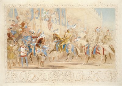 Prezentacja Rycerza (ołówek, wc i kolor ciała na papierze) autorstwa James Henry Nixon