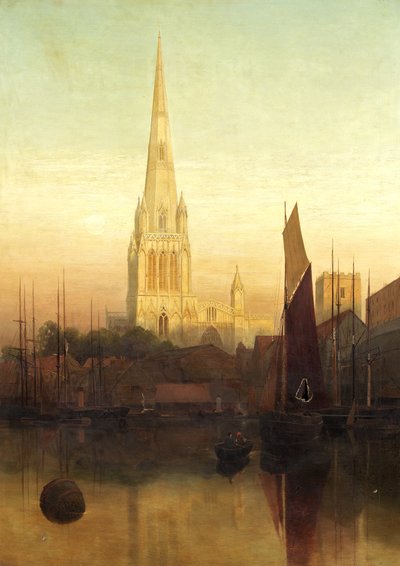 St Mary Redcliffe, Bristol, prawdopodobnie 1886 (olej na płótnie) autorstwa James Jackson Curnock