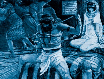 Samson zrywa sznurki – J James Tissot - Biblia autorstwa James Jacques Joseph (after) Tissot