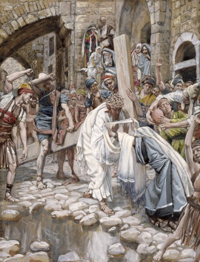 Święta kobieta ociera twarz Jezusa, ilustracja do życia Chrystusa, ok. 1886-94 (toaleta i gwasz na tekturze) autorstwa James Jacques Joseph Tissot