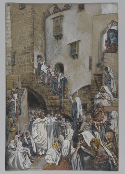 Kobieta woła w tłumie, ilustracja z Życia naszego Pana Jezusa Chrystusa, 1886-94 (wc nad grafitem na papierze) autorstwa James Jacques Joseph Tissot