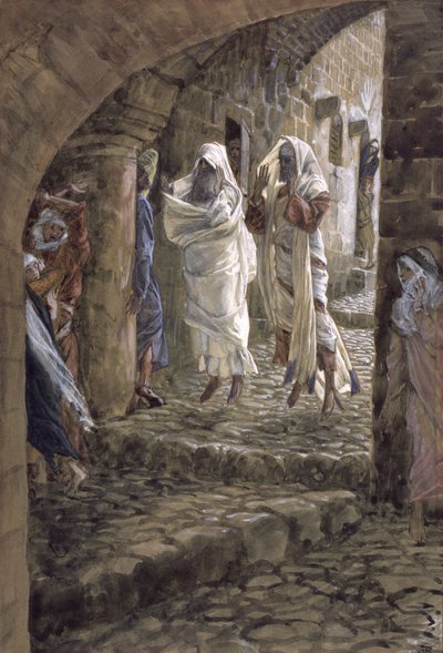 Objawienia umarłych na ulicach Jerozolimy, ilustracja do Życia Chrystusa, ok. 1886-94 (toaleta i gwasz na tekturze) autorstwa James Jacques Joseph Tissot