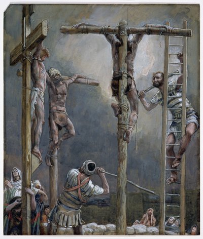 Łamanie nóg złodziei, ilustracja do „Życia Chrystusa”, ok. 1886-94 (akwarela i gwasz na tekturze) autorstwa James Jacques Joseph Tissot