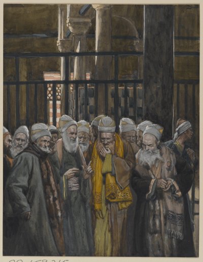 Spisek Żydów, ilustracja z Życia Pana naszego Jezusa Chrystusa, 1886-94 (wc nad grafitem na papierze) autorstwa James Jacques Joseph Tissot
