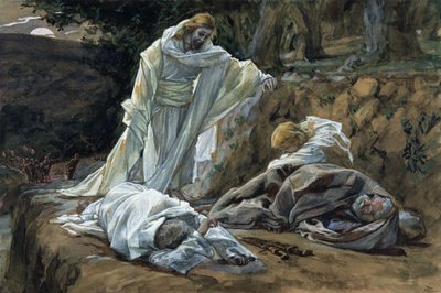 Czy nie mogliście oglądać ze mną jednej godziny?, ilustracja do Życia Chrystusa, ok. 1886-1894 (toaleta i gwasz na tekturze) autorstwa James Jacques Joseph Tissot