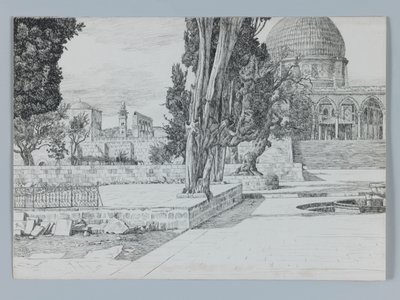 Haram, Meczet Es-Sakrah, ilustracja z Życia naszego Pana Jezusa Chrystusa (pióro i atrament na papierze tkanym) autorstwa James Jacques Joseph Tissot