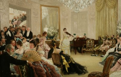 Cicho! (Koncert), ok. 1875 (olej na płótnie) autorstwa James Jacques Joseph Tissot