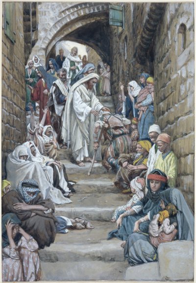 W wioskach przyprowadzano do Niego chorych, ilustracja do Życia Chrystusa, ok. 1886-94 (toaleta i gwasz na tekturze) autorstwa James Jacques Joseph Tissot