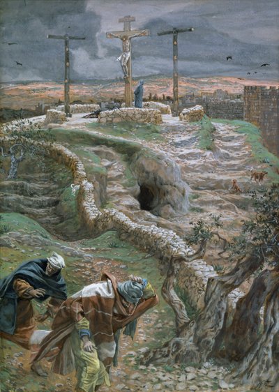 Jezus samotny na krzyżu, ilustracja do życia Chrystusa, ok. 1884-96 (toaleta i gwasz na tekturze) autorstwa James Jacques Joseph Tissot