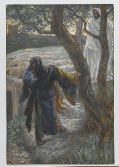 Jezus ukazuje się Marii Magdalenie, ilustracja z Życia naszego Pana Jezusa Chrystusa, 1886-94 (wc nad grafitem na papierze) autorstwa James Jacques Joseph Tissot