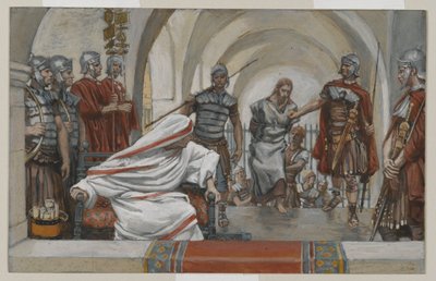 Jezus prowadzony od Heroda do Piłata, ilustracja z Życia naszego Pana Jezusa Chrystusa, 1886-94 (wc nad grafitem na papierze) autorstwa James Jacques Joseph Tissot