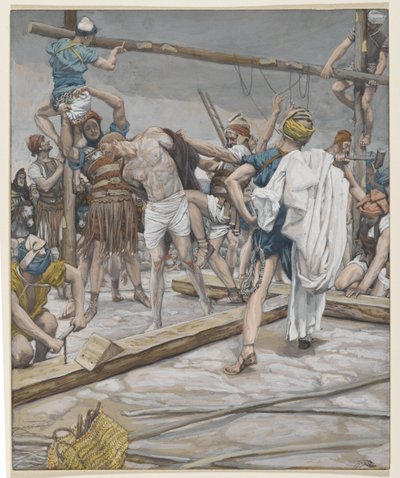 Jezus obnażony z szat, ilustracja z Życia naszego Pana Jezusa Chrystusa, 1886-94 (wc nad grafitem na papierze) autorstwa James Jacques Joseph Tissot
