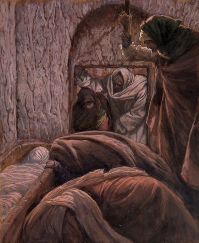 Jezus w grobie, ilustracja do Życia Chrystusa, ok. 1884-96 (toaleta i gwasz na tekturze) autorstwa James Jacques Joseph Tissot