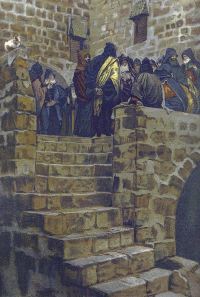 La deliberation nefaste de Joseph Caiphe - Zła Rada Kajfasza - z „Życia naszego Pana Jezusa Chrystusa” - 1899 James Tissot - La vie de notre seigneur Jesus Christ, Jacques Joseph (Jacques-Joseph) Tissot dit James Tissot (1836-1902) autorstwa James Jacques Joseph Tissot