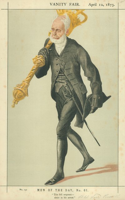 Podpułkownik Lord Charles James Fox Russell, ten sierżant został surowy podczas aresztowania, 12 kwietnia 1873, rysunek Vanity Fair autorstwa James Jacques Joseph Tissot