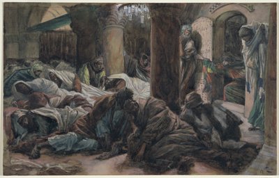 Maria Magdalena biegnie i mówi uczniom, że Ciała Chrystusa nie ma już w grobie, ilustracja do Życia Chrystusa, ok. 1886-94 (toaleta i gwasz na tekturze) autorstwa James Jacques Joseph Tissot