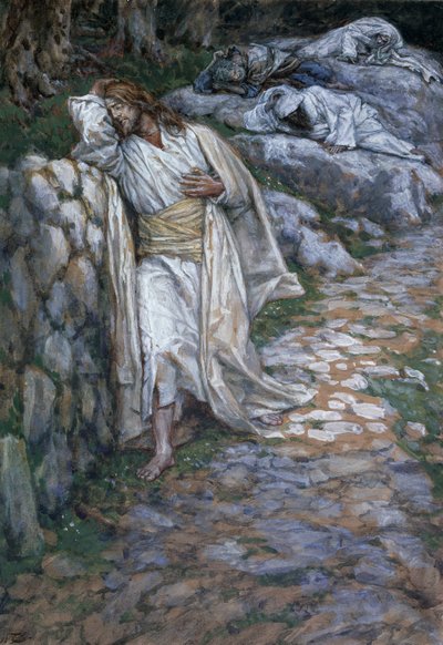 Moja dusza przekracza smutek aż do śmierci, ilustracja do Życia Chrystusa, ok. 1884-96 (toaleta i gwasz na tekturze) autorstwa James Jacques Joseph Tissot