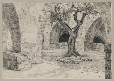 Oficyna klasztoru ormiańskiego, Jerozolima, ilustracja z Życia naszego Pana Jezusa Chrystusa (tusz na papierze) autorstwa James Jacques Joseph Tissot