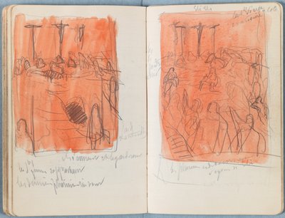Strony z albumu Szkice do życia naszego Pana Jezusa Chrystusa, koniec lat 80. XIX wieku (grafit i pranie na papierze) autorstwa James Jacques Joseph Tissot