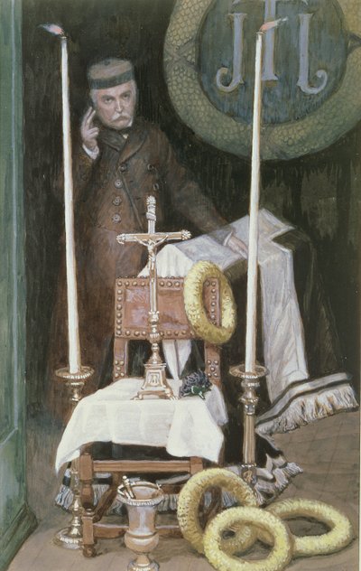 Portret pielgrzyma (autoportret), ilustracja do Życia Chrystusa, ok. 1886-96 (gwasz na tekturze) autorstwa James Jacques Joseph Tissot