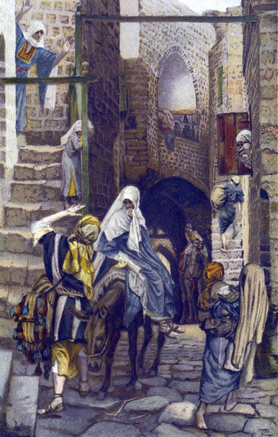 Święty Józef szuka zakwaterowania w Betlejem — Święty Józef szuka zakwaterowania w Betlejem — z „Życia naszego Pana Jezusa Chrystusa” — 1899 autorstwa Jamesa Tissota — Święty Józef szuka zakwaterowania w Betlejem — Życie naszego Pana Jezusa Chrystusa, Jacq autorstwa James Jacques Joseph Tissot