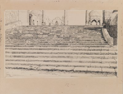 Schody na dziedzińcu Haram, ilustracja z Życia naszego Pana Jezusa Chrystusa (atrament i grafit na tekturze) autorstwa James Jacques Joseph Tissot