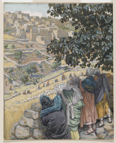 Uczniowie jedzą pszenicę, ilustracja z Życia naszego Pana Jezusa Chrystusa (wc nad grafitem na papierze) autorstwa James Jacques Joseph Tissot
