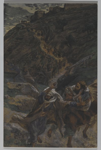 Lot Apostołów, ilustracja z Życia Pana naszego Jezusa Chrystusa, 1886-94 (wc nad grafitem na papierze) autorstwa James Jacques Joseph Tissot
