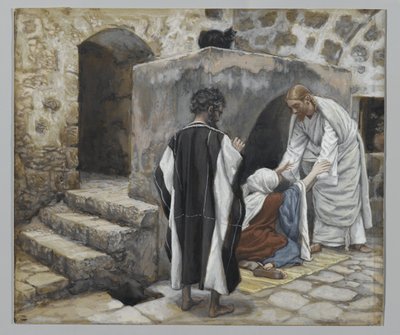 Uzdrowienie teściowej Piotra, ilustracja z Życia Pana naszego Jezusa Chrystusa (wc nad grafitem na papierze) autorstwa James Jacques Joseph Tissot
