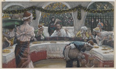 Posiłek w domu faryzeusza, ilustracja z Życia Pana naszego Jezusa Chrystusa (wc nad grafitem na papierze) autorstwa James Jacques Joseph Tissot