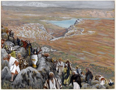 Ludzie szukają Chrystusa, aby uczynić go królem, ilustracja do Życia Chrystusa, ok. 1886-94 (toaleta i gwasz na tekturze) autorstwa James Jacques Joseph Tissot