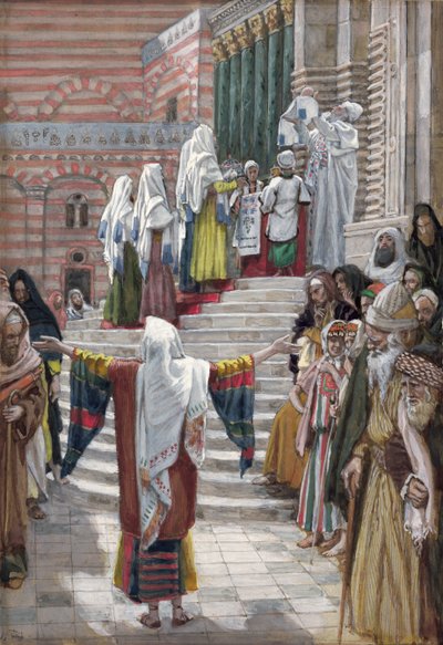 Ofiarowanie Chrystusa w świątyni, ilustracja do Życia Chrystusa, ok. 1886-94 (toaleta i gwasz na tekturze) autorstwa James Jacques Joseph Tissot