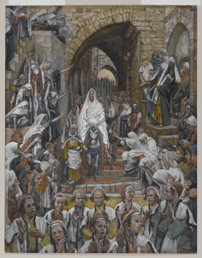 Procesja ulicami Jerozolimy, ilustracja z Życia Pana naszego Jezusa Chrystusa, 1886-94 (wc nad grafitem na papierze) autorstwa James Jacques Joseph Tissot