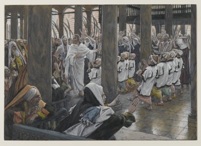 Procesja w świątyni, ilustracja z Życia naszego Pana Jezusa Chrystusa, 1886-94 (wc nad grafitem na papierze) autorstwa James Jacques Joseph Tissot