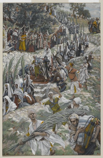 Procesja na Górze Oliwnej, ilustracja z Życia Pana naszego Jezusa Chrystusa, 1886-94 (wc nad grafitem na papierze) autorstwa James Jacques Joseph Tissot