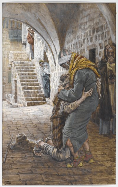 Powrót syna marnotrawnego, ilustracja do Życia Chrystusa, ok. 1886-96 (gwasz na tekturze) autorstwa James Jacques Joseph Tissot