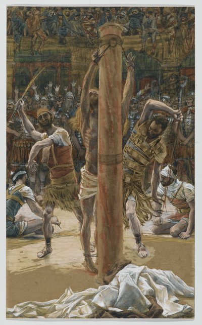 Biczowanie grzbietu, ilustracja z Życia Pana naszego Jezusa Chrystusa, 1886-94 (wc nad grafitem na papierze) autorstwa James Jacques Joseph Tissot