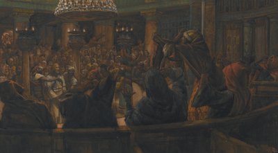 Rozdarty płaszcz - Jezus skazany na śmierć przez Żydów, ilustracja z Życia naszego Pana Jezusa Chrystusa, 1886-94 (wc nad grafitem na papierze) autorstwa James Jacques Joseph Tissot