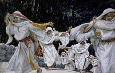 Mądre Panny, ilustracja do Życia Chrystusa, ok. 1886-94 (toaleta i gwasz na tekturze) autorstwa James Jacques Joseph Tissot