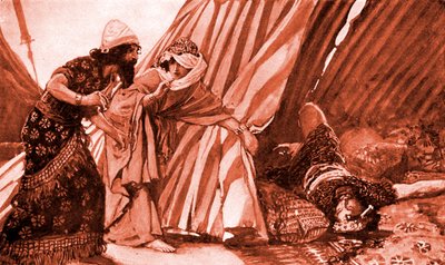 Jael pokazuje martwego Baraka Siserę - Biblia autorstwa James Jacques Joseph after Tissot