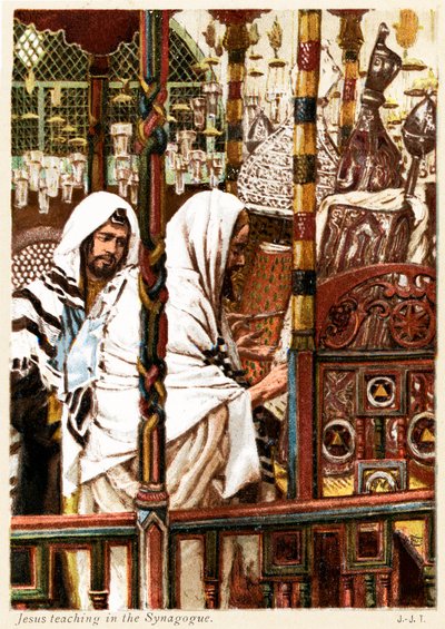Jezus nauczający w synagodze - Św. Mateusz - Biblia autorstwa James Jacques Joseph after Tissot