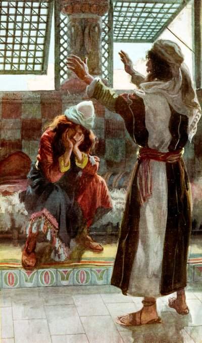 Nathan wyrzuca Dawidowi J James Tissot - Biblia autorstwa James Jacques Joseph after Tissot