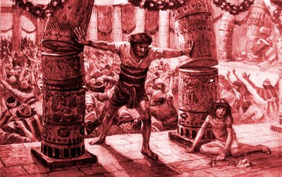 Samson stawia filary – Tissot - Biblia autorstwa James Jacques Joseph after Tissot