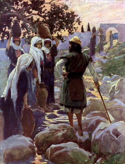 Saul przesłuchuje młode dziewice – Tissot – Biblia autorstwa James Jacques Joseph after Tissot