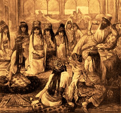 Salomon i jego Harem J James Tissot - Biblia (Księga Królów) autorstwa James Jacques Joseph after Tissot