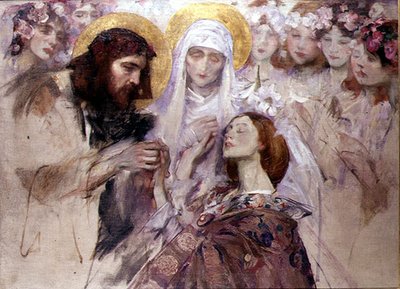 Chrystus błogosławi młodą kobietę (olej na płótnie) autorstwa James Jebusa Shannon