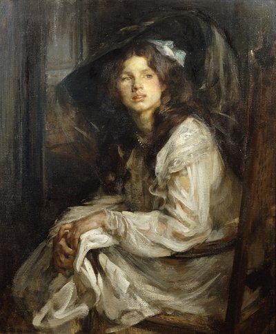 Dziewczyna siedząca na krześle, autorstwa James Jebusa Shannon