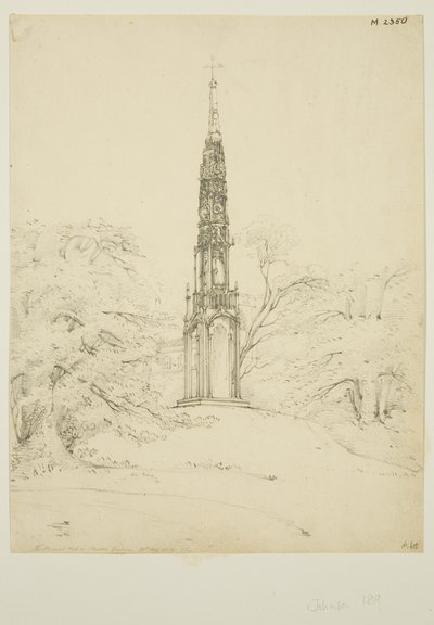 Bristol High Cross w Stourhead Gardens, 25 maja 1819 (ołówek na papierze) autorstwa James Johnson