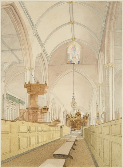 Wnętrze kościoła Temple, patrząc na wschód autorstwa James Johnson
