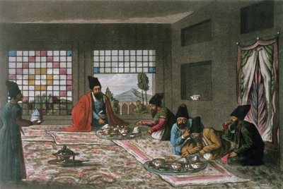 Perskie śniadanie z „Drugiej podróży przez Persję 1810-16” rytowane przez Theodore